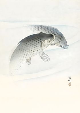 Ukiyo e Grey Fish