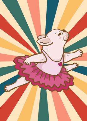 Balerina Pug Dog 80s Retro