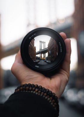 Manhattan Bridge in a Lens
