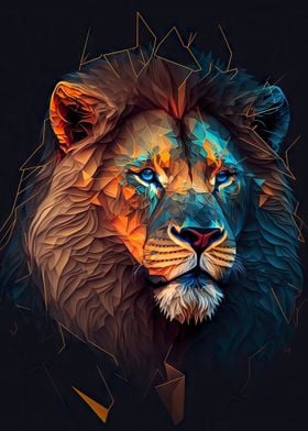 abstract lion portrait