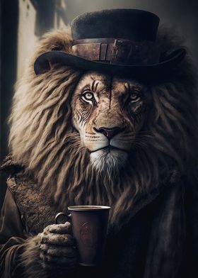 Lion with Cup of Tea