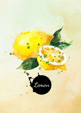 lemon fruit watercolor