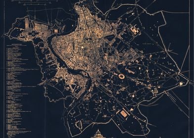 Rome vintage glowing map