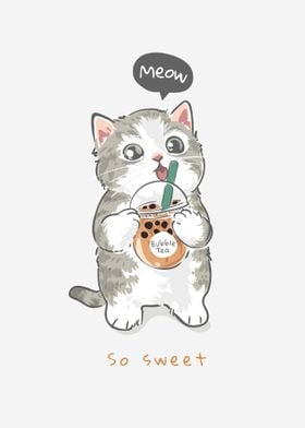 Cute cartoon kitten