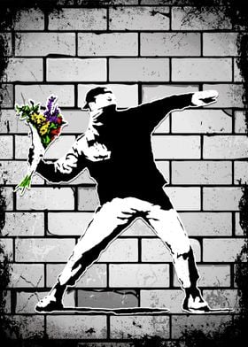 Banksy Throwing Flowers