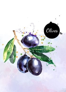 olives fruit watercolor