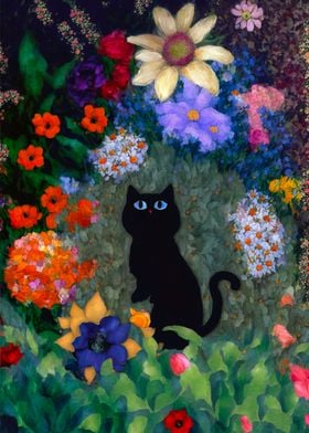 Black Cat in the flowers