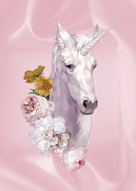 Unicorn and Pink Flowers