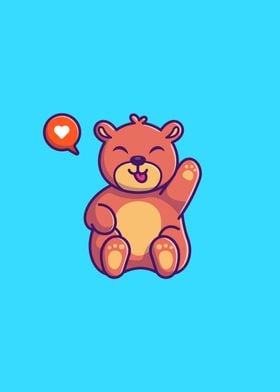 Cute Bear Waving Hand