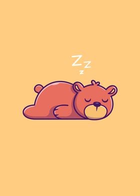 Cute Bear Sleeping Cartoon