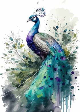 Peacock watercolor