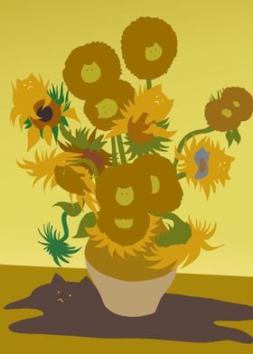 Cat Sunflowers