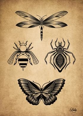 Insect flash tattoo