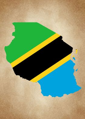 Tanzania map vintage 