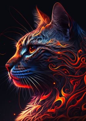 Paint Fire Expression Cat