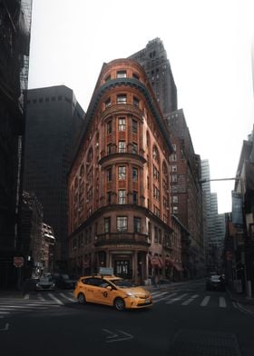 Building and Taxi in NYC