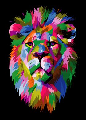 colorful lion head vector