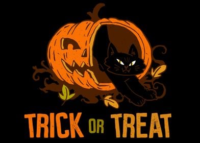 Cat trick or treat Pumpkin