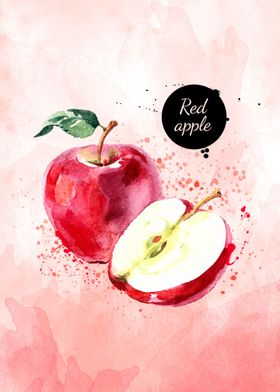 red apple watercolor