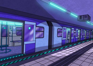 Subway Train at Midnight