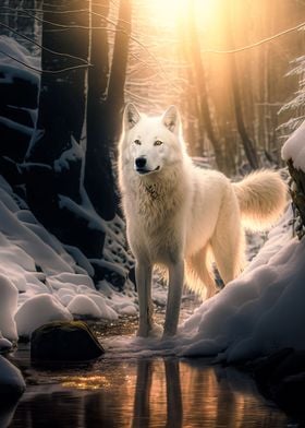 White Wolf at Sunrise