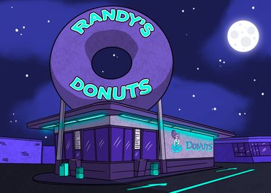 Randys Donut shop at Night