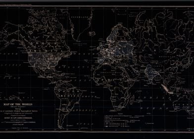 Black glowing world map