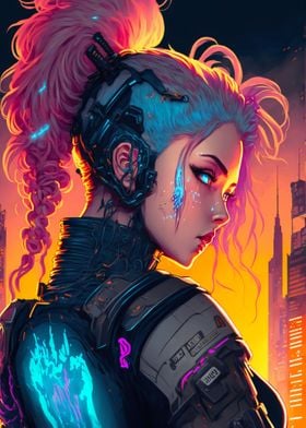 Neon Cyberpunk Girls 010