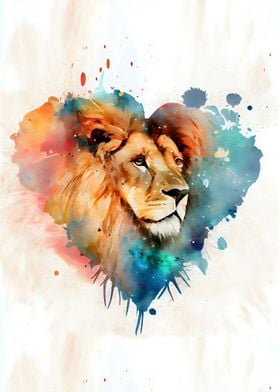 Lion Face in Heart