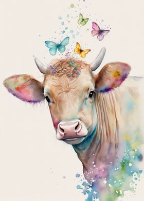 Sweet Cow with butterflies