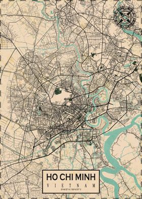 Ho Chi Minh Map Vintage