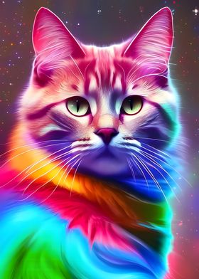 Psychedelic Space Cat