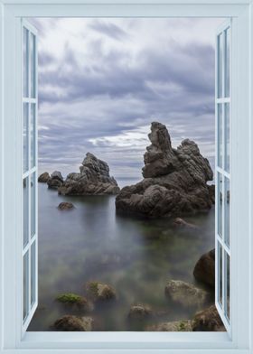 Open window sea landscape