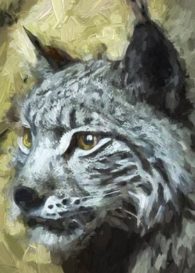 Oil Lynx Cat Portrait