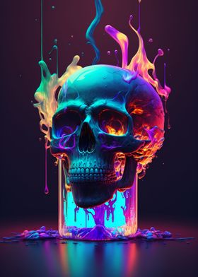 Colorful Neon Skull