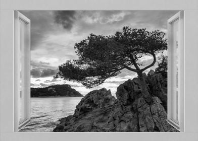 Open window sea landscape