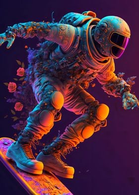 Astronaut Skateboarding