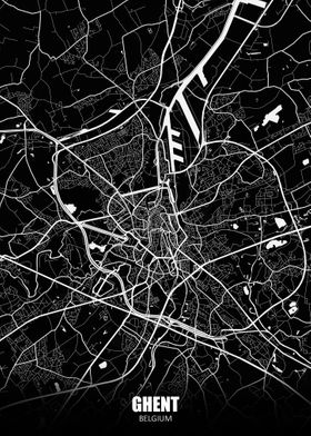 Ghent Belgium Dark Map