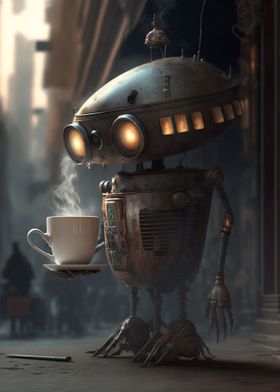 Robot serving a coffee