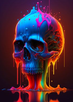 Colorful Paint Skull