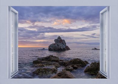 Open window sea landscape