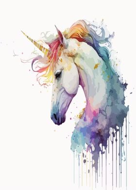 Unicorn Head Watercolor
