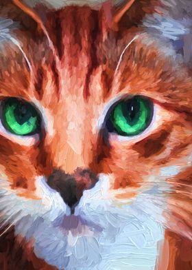 Oil Ginger Cat Portrait