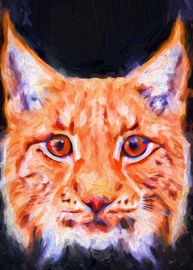 Oil Lynx Cat Portrait