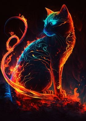 Paint Fire Cat Full Body