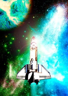 Reaching Outer Space' Poster, picture, metal print, paint by seam less, Displate