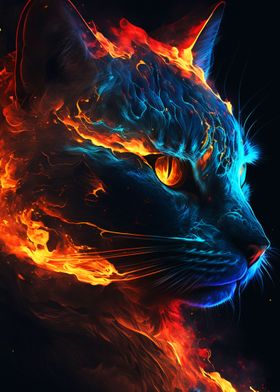 Paint Fire Cat Face