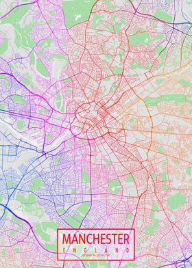 Manchester Map Colorful