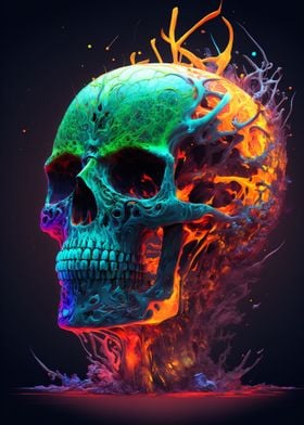 Abstract Neon Skull