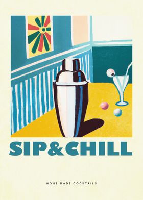 Sip and Chill Home Bar Art
